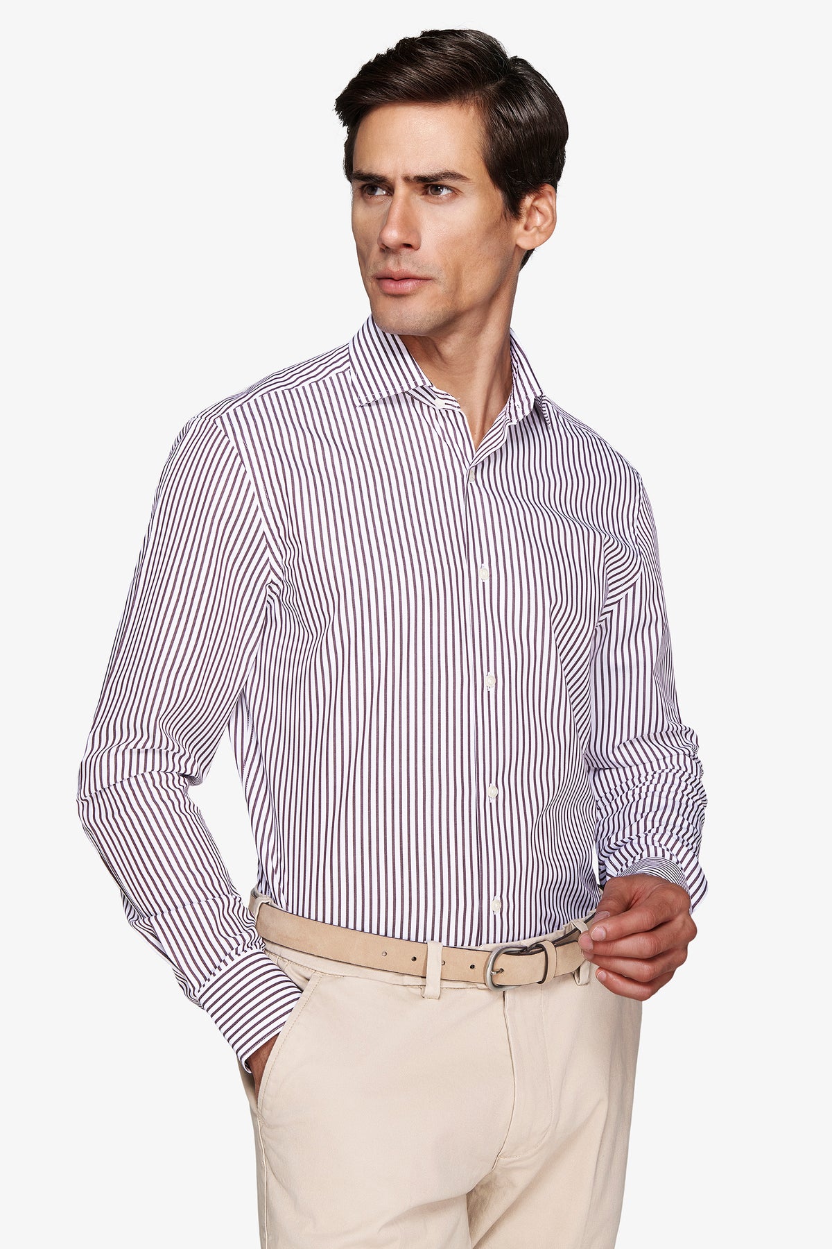 Camicia a righe bordeaux