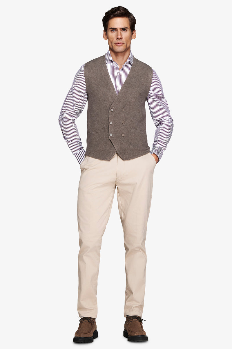 Gilet doppiopetto in maglia tortora