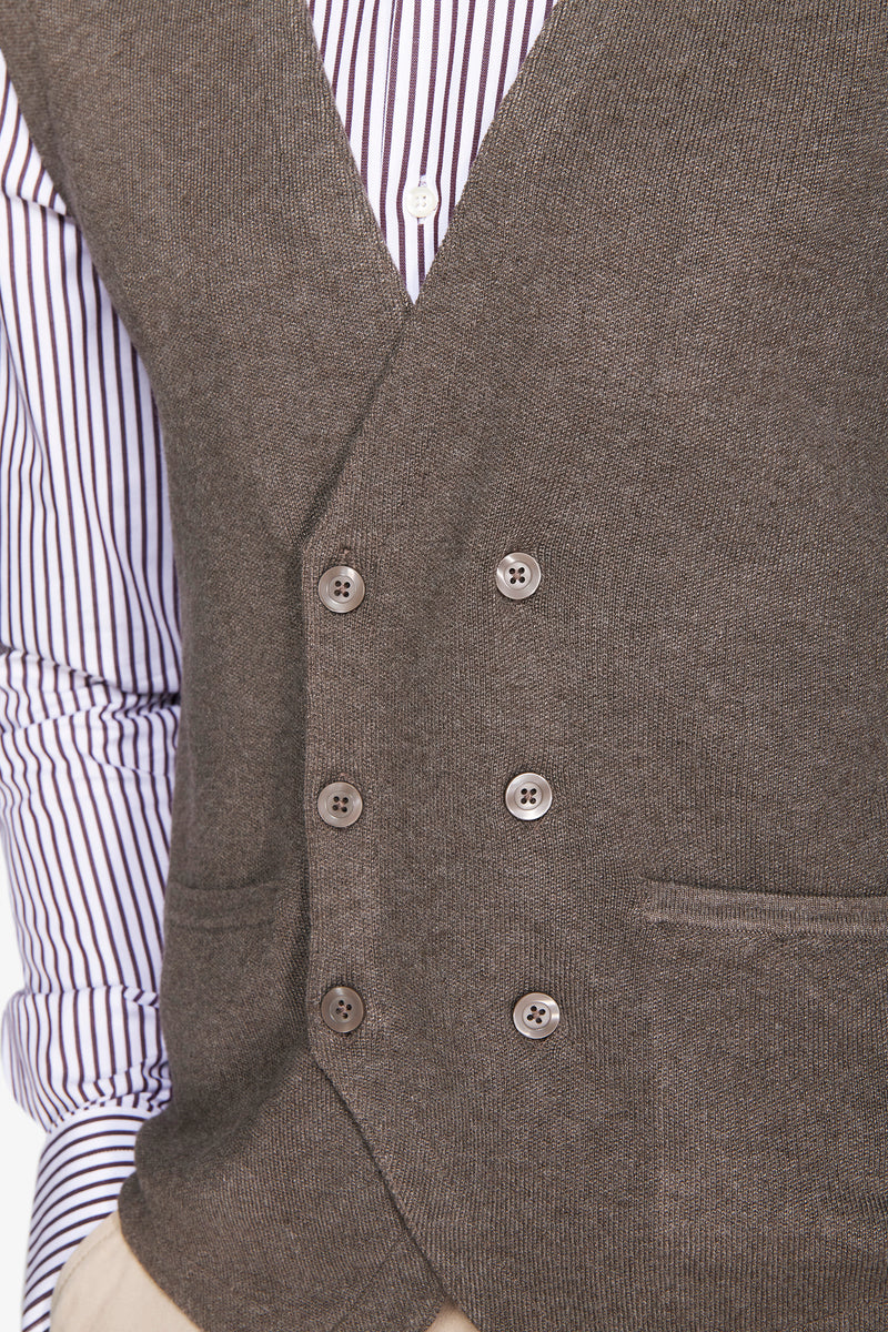 Gilet doppiopetto in maglia tortora