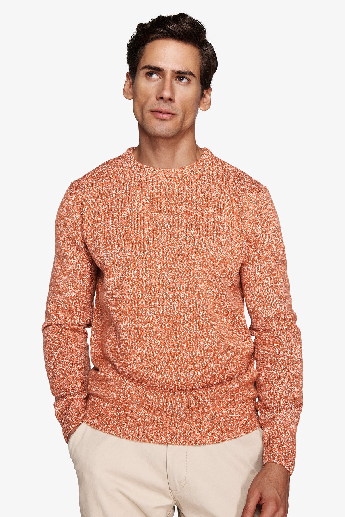 Maglia girocollo mouline' arancio