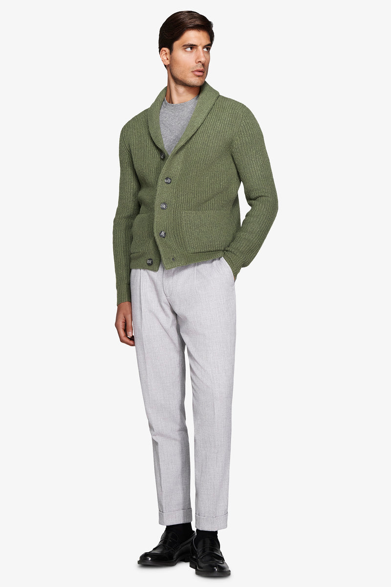 Cardigan collo sciallato verde