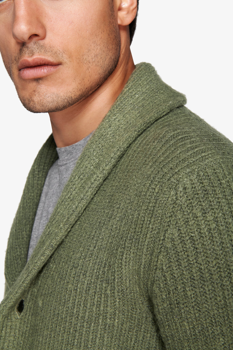Cardigan collo sciallato verde