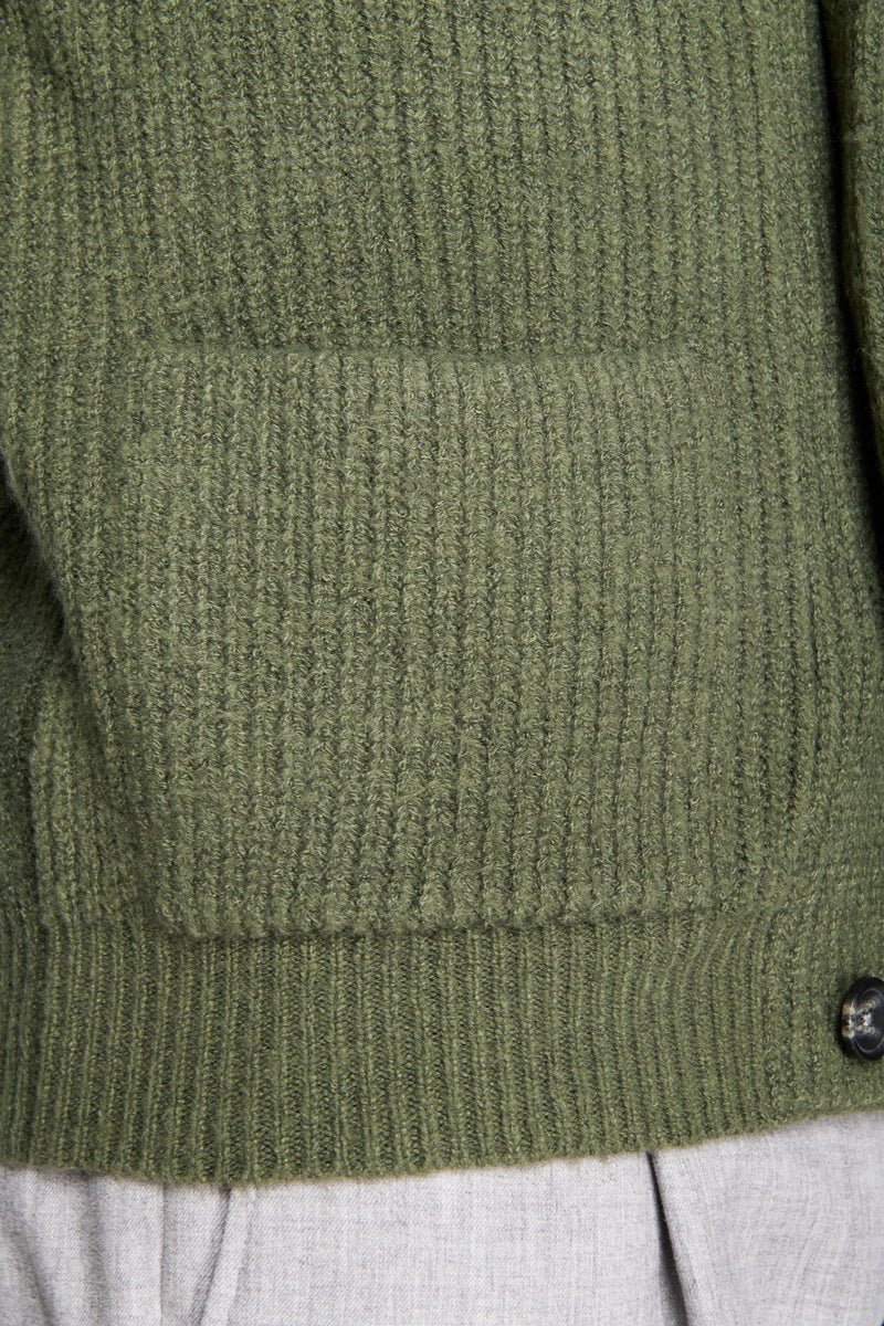 Cardigan collo sciallato verde