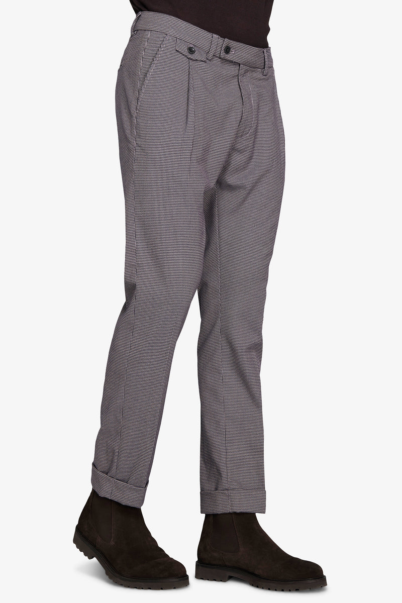 Pantaloni pied de poule tortora