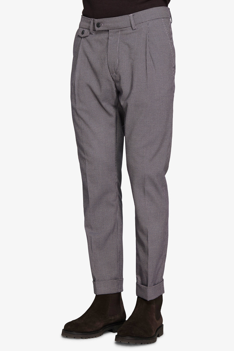 Pantaloni pied de poule tortora