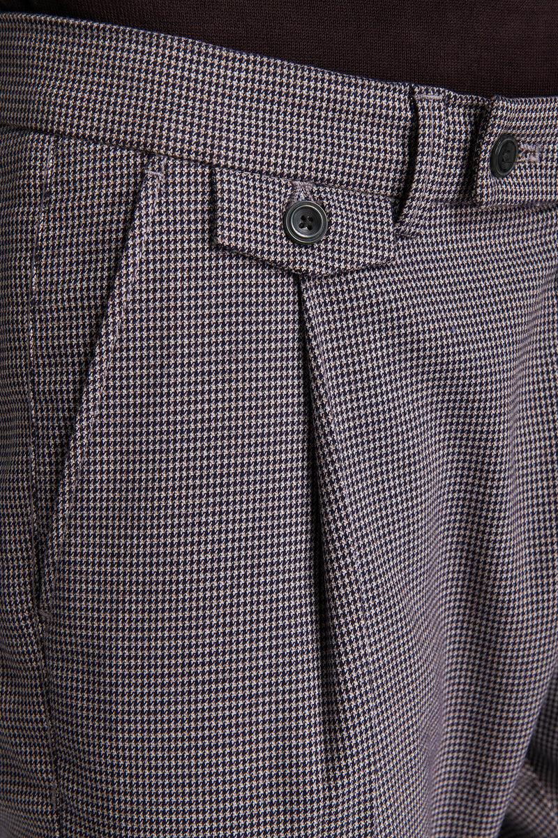 Pantaloni pied de poule tortora