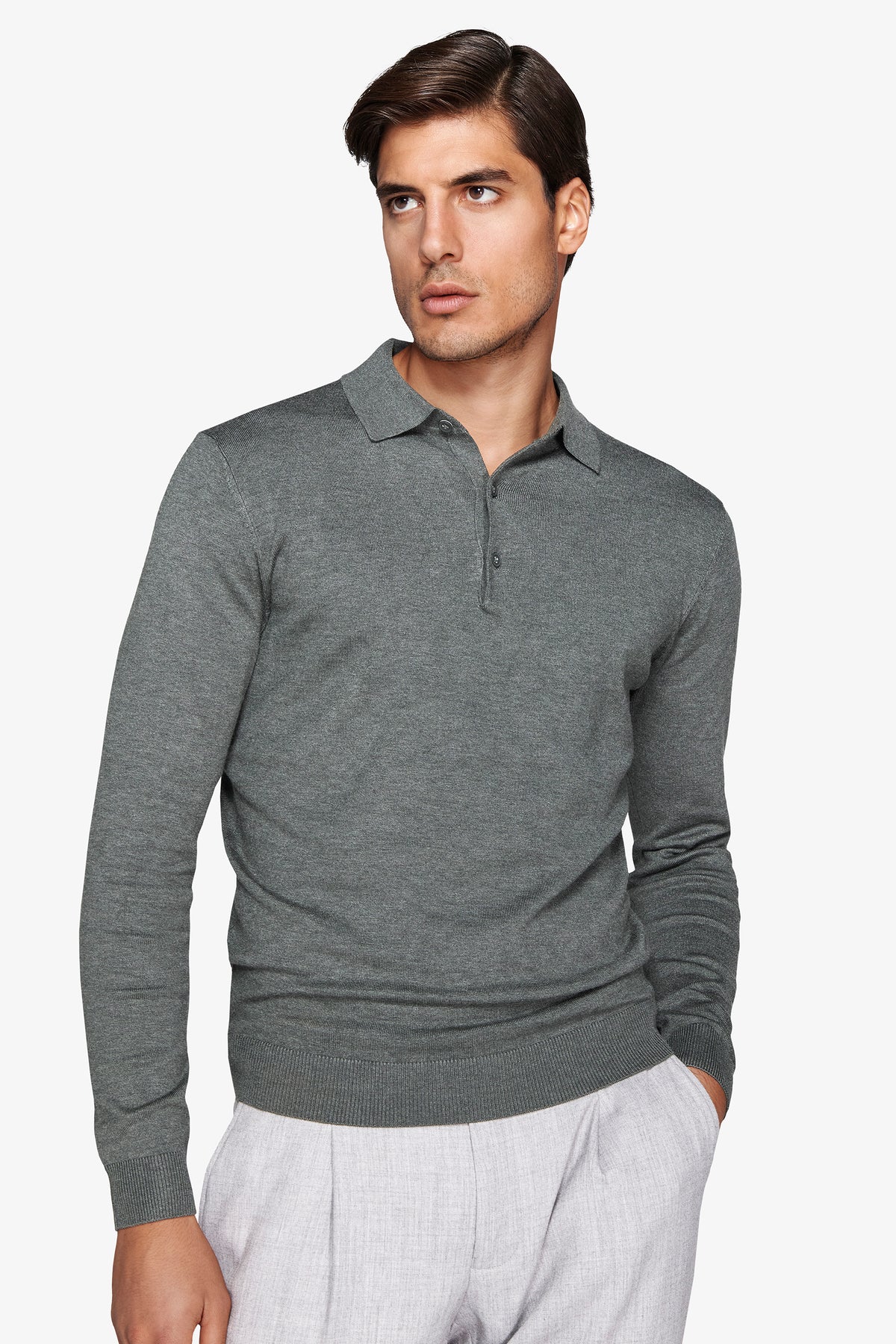 Polo in maglia con bottoni verde