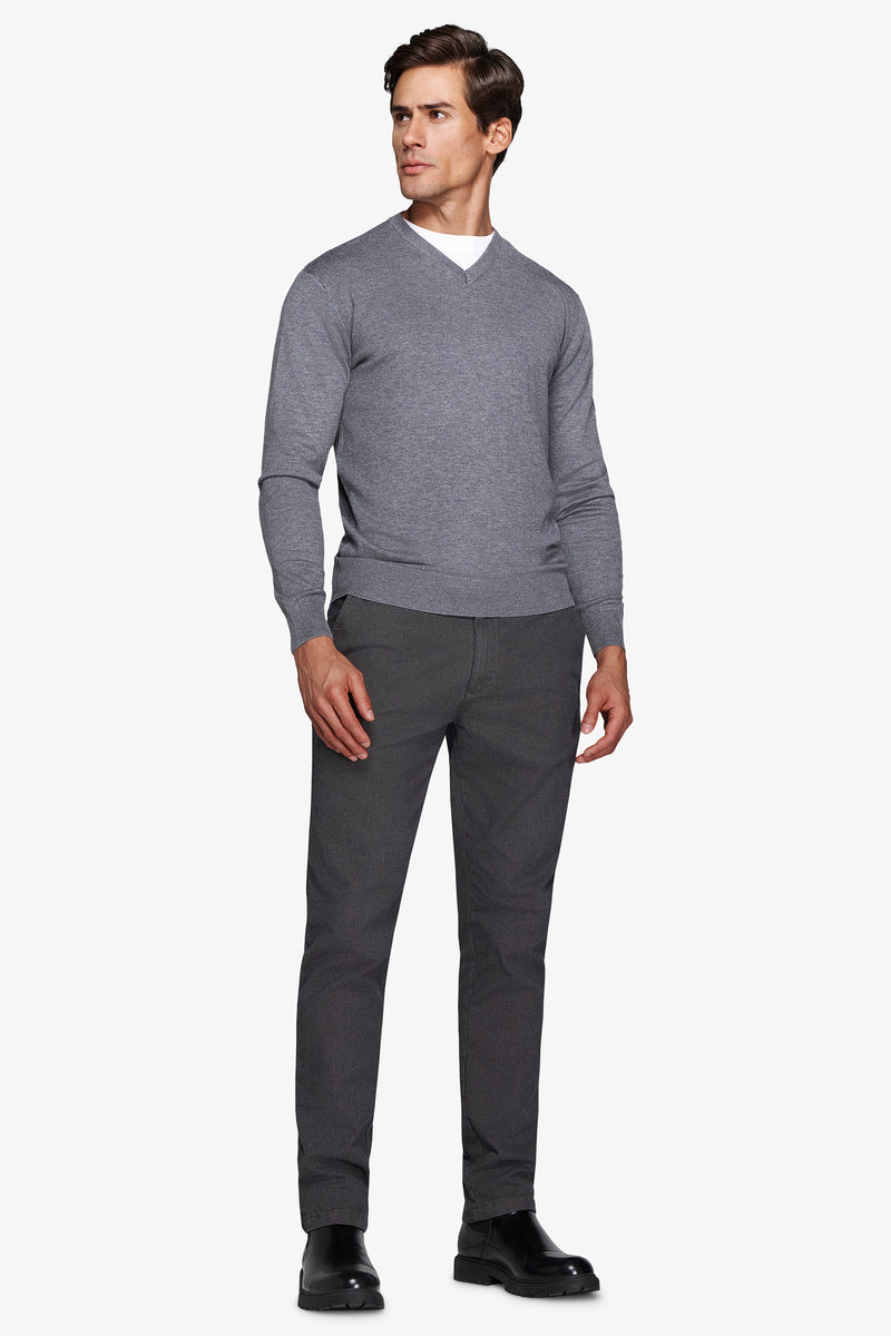 Maglia scollo a V grigio medio