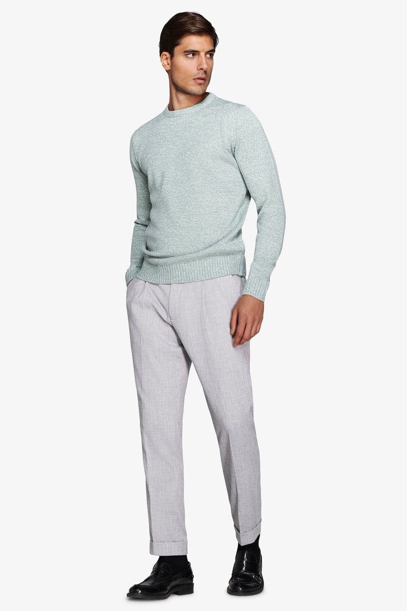 Maglia girocollo mouline' verde acqua