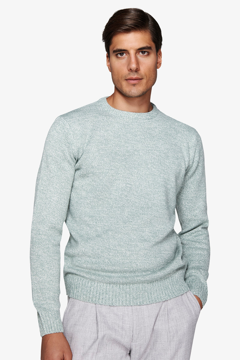 Maglia girocollo mouline' verde acqua