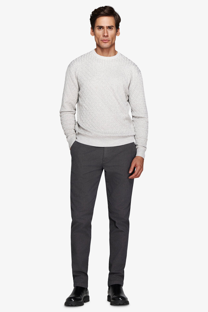 Maglia girocollo treccia grigio chiaro