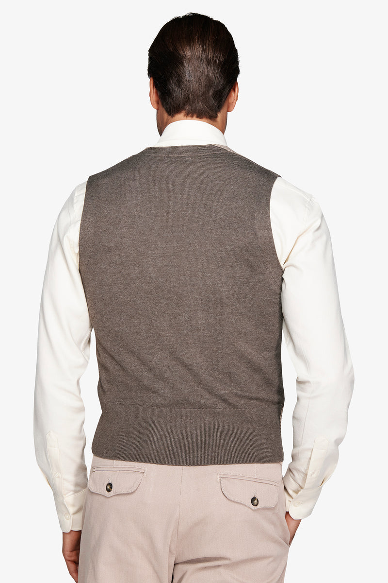 Gilet in maglia doppiopetto herringbone corda
