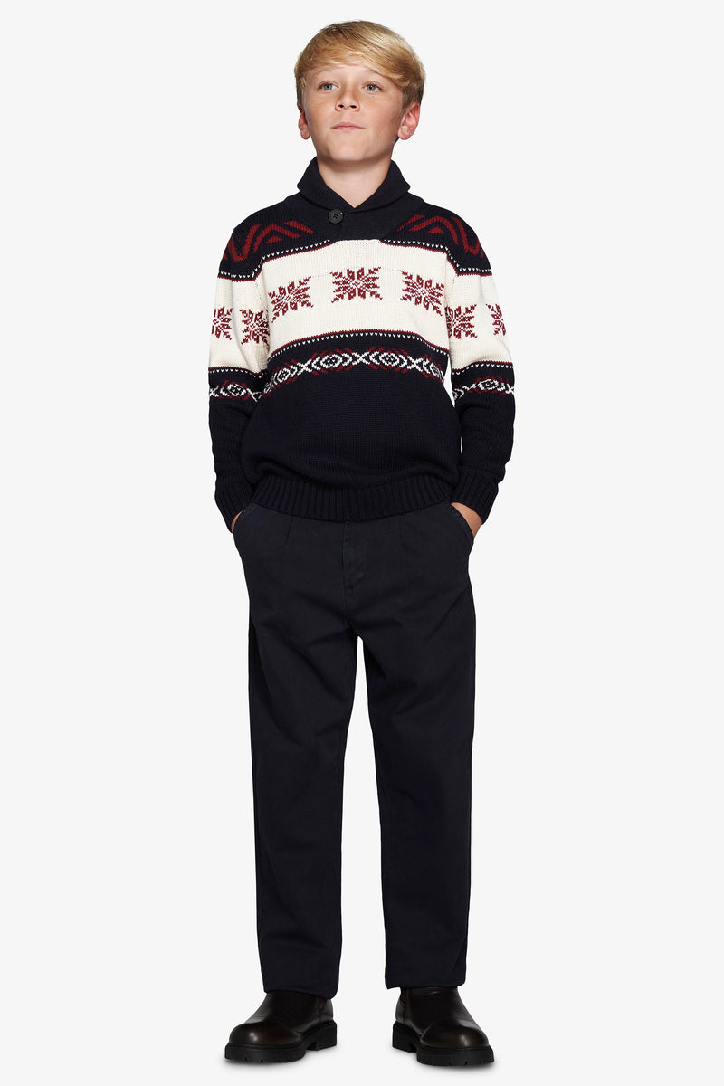 Maglia jacquard norvegese blu Kids