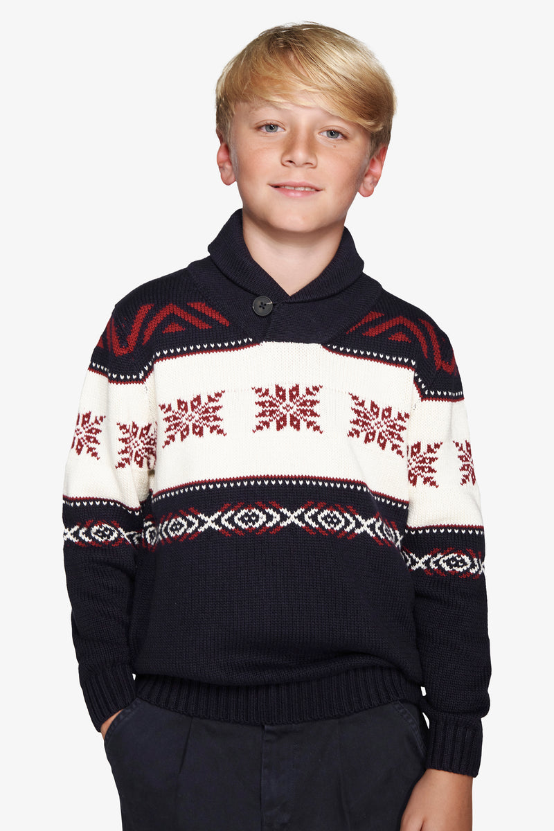 Maglia jacquard norvegese blu Kids