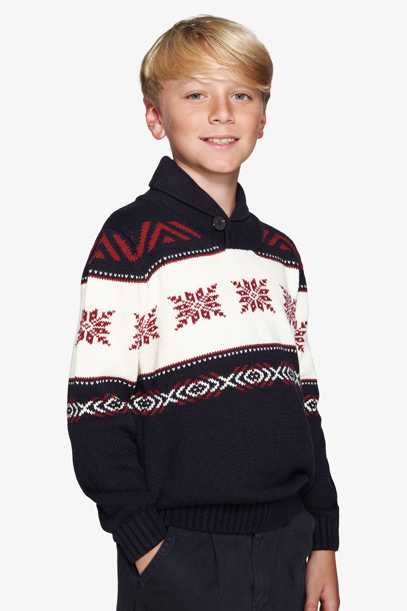 Maglia jacquard norvegese blu Kids