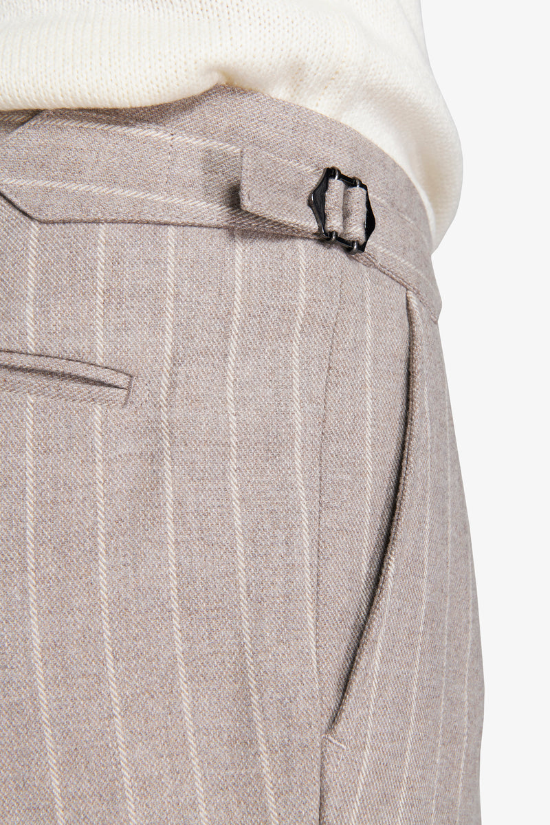 Pantaloni gessati tortora