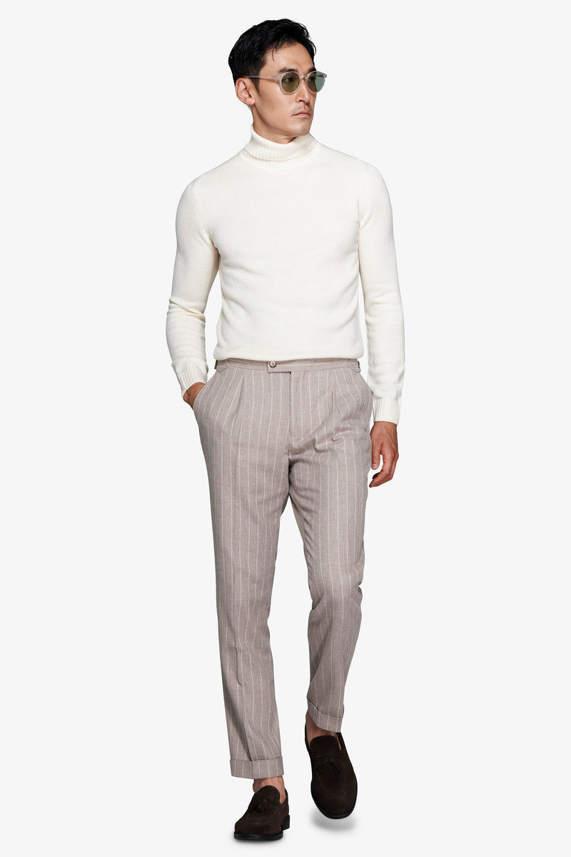 Pantaloni gessati tortora