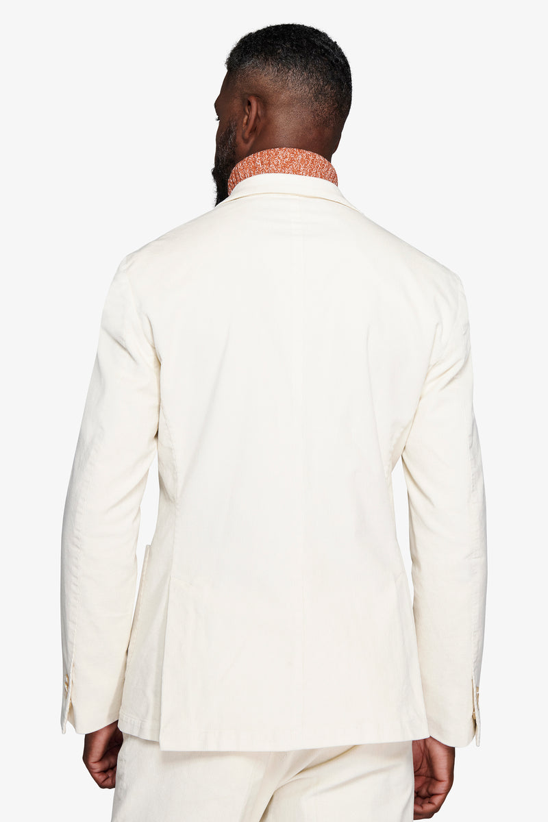 Giacca doppiopetto in velluto duemila righe panna