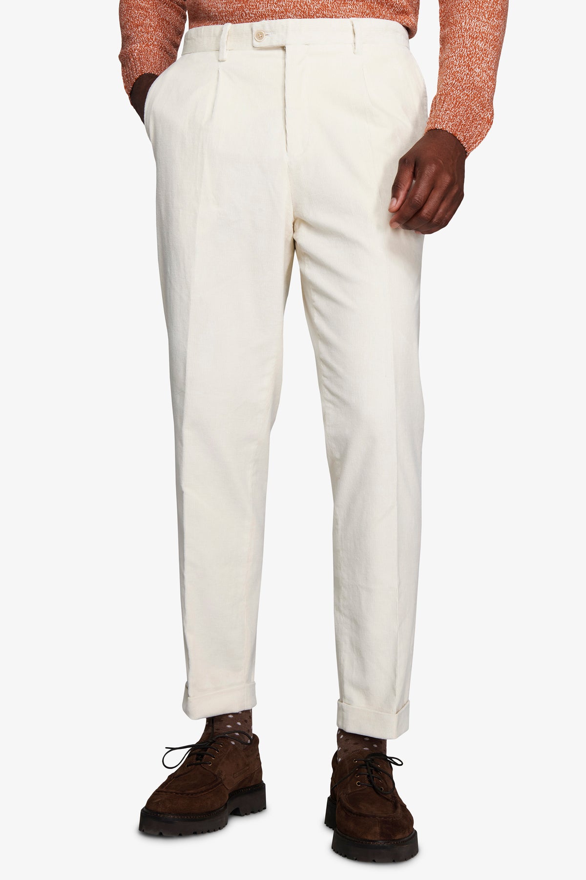 Pantaloni in velluto duemila righe panna