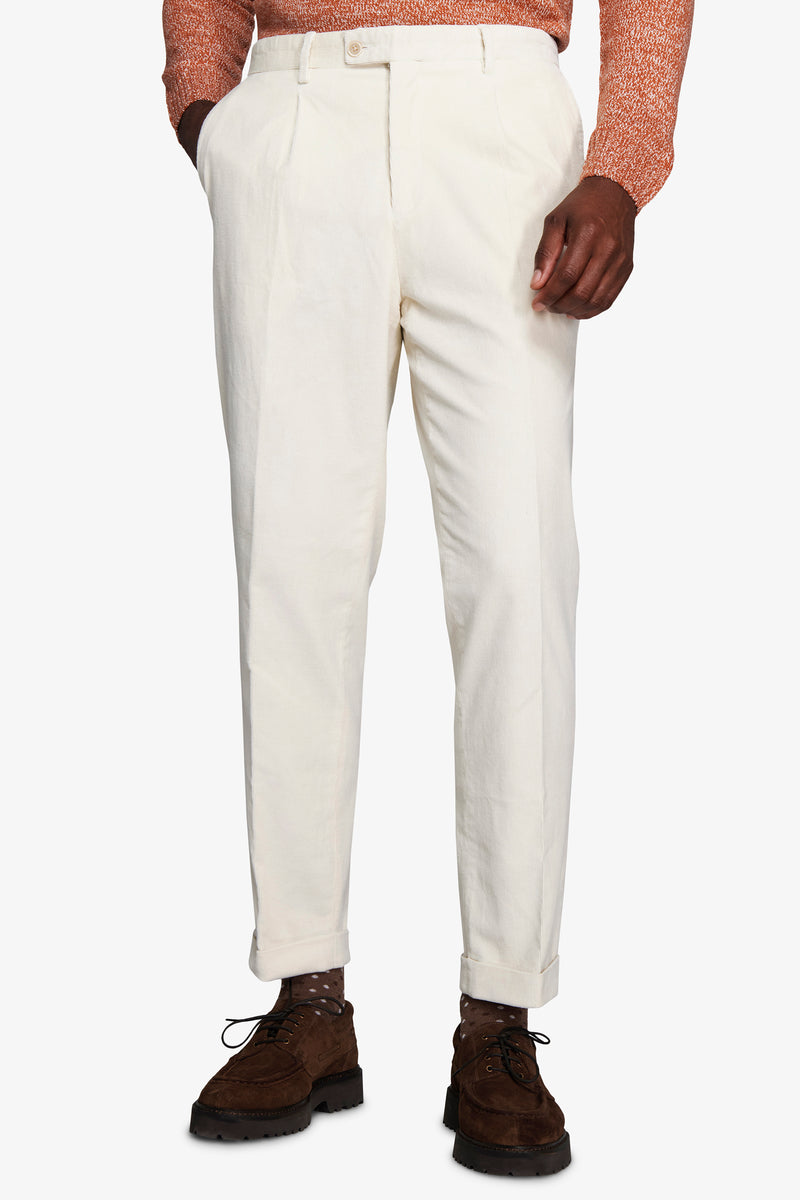 Pantaloni in velluto duemila righe panna