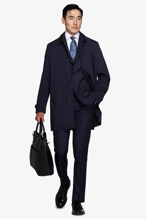 Blue technical trench coat