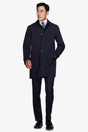Blue technical trench coat