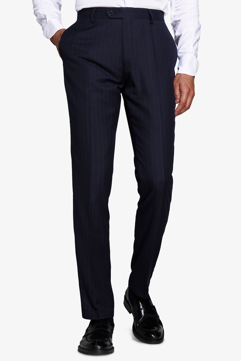 Pantaloni gessati blu