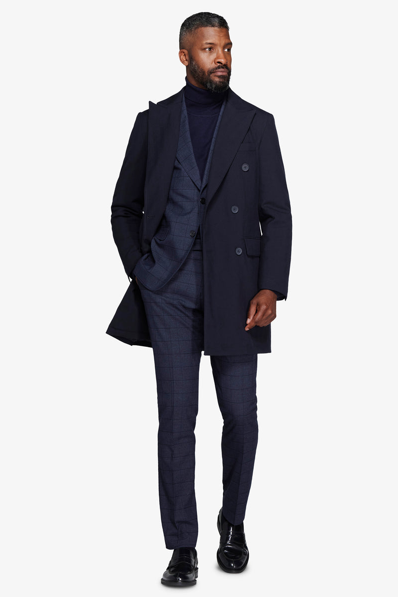 Cappotto doppiopetto Herringbone blu