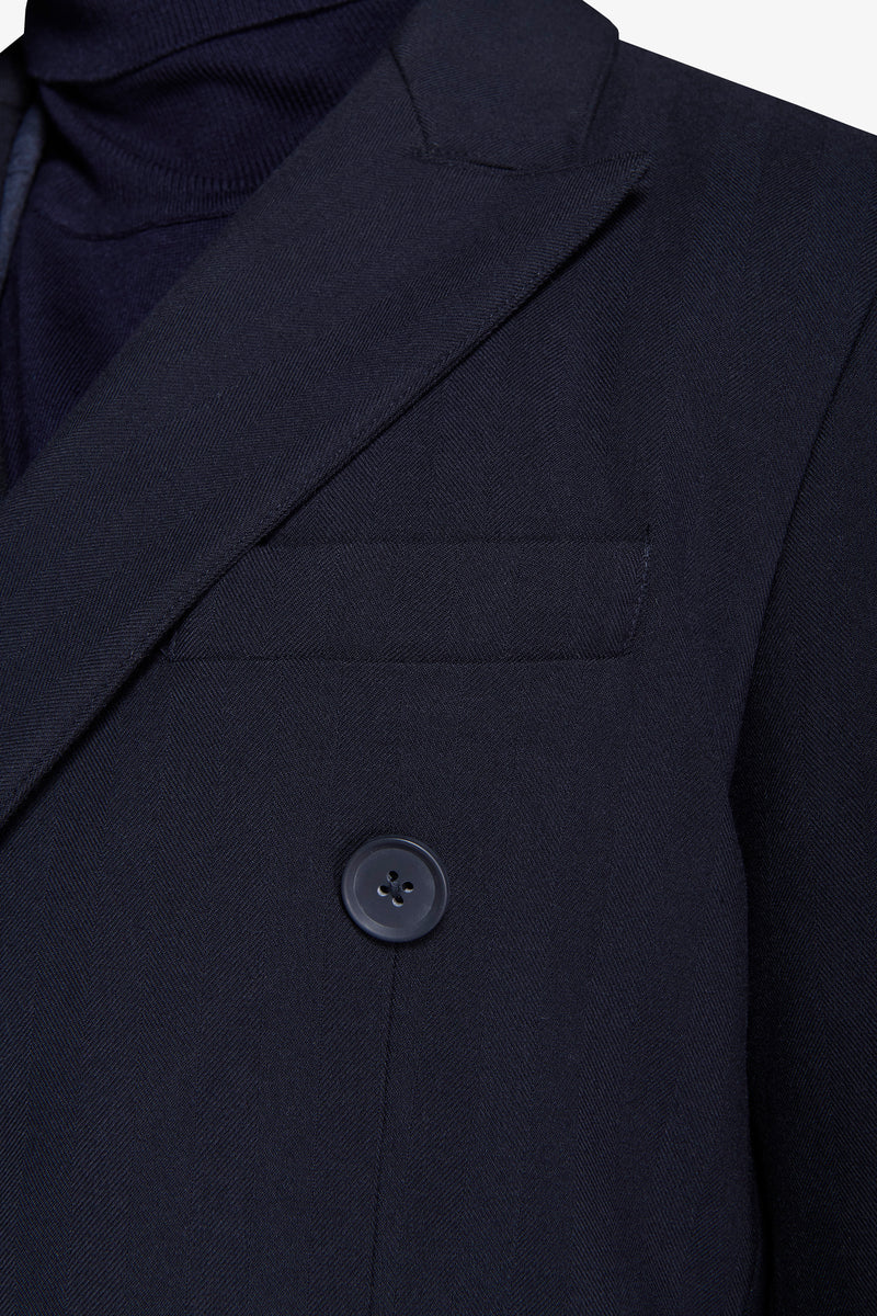 Cappotto doppiopetto Herringbone blu