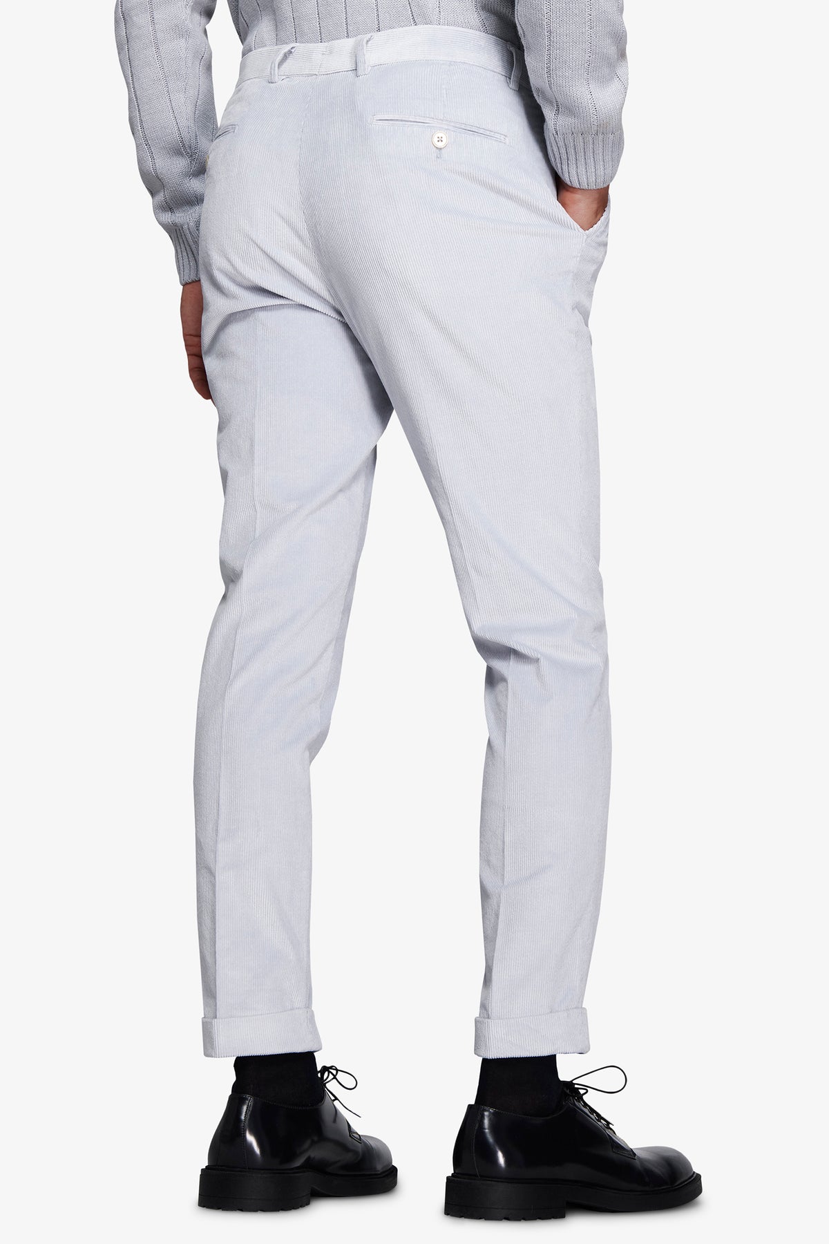 Pantaloni velluto a coste celeste