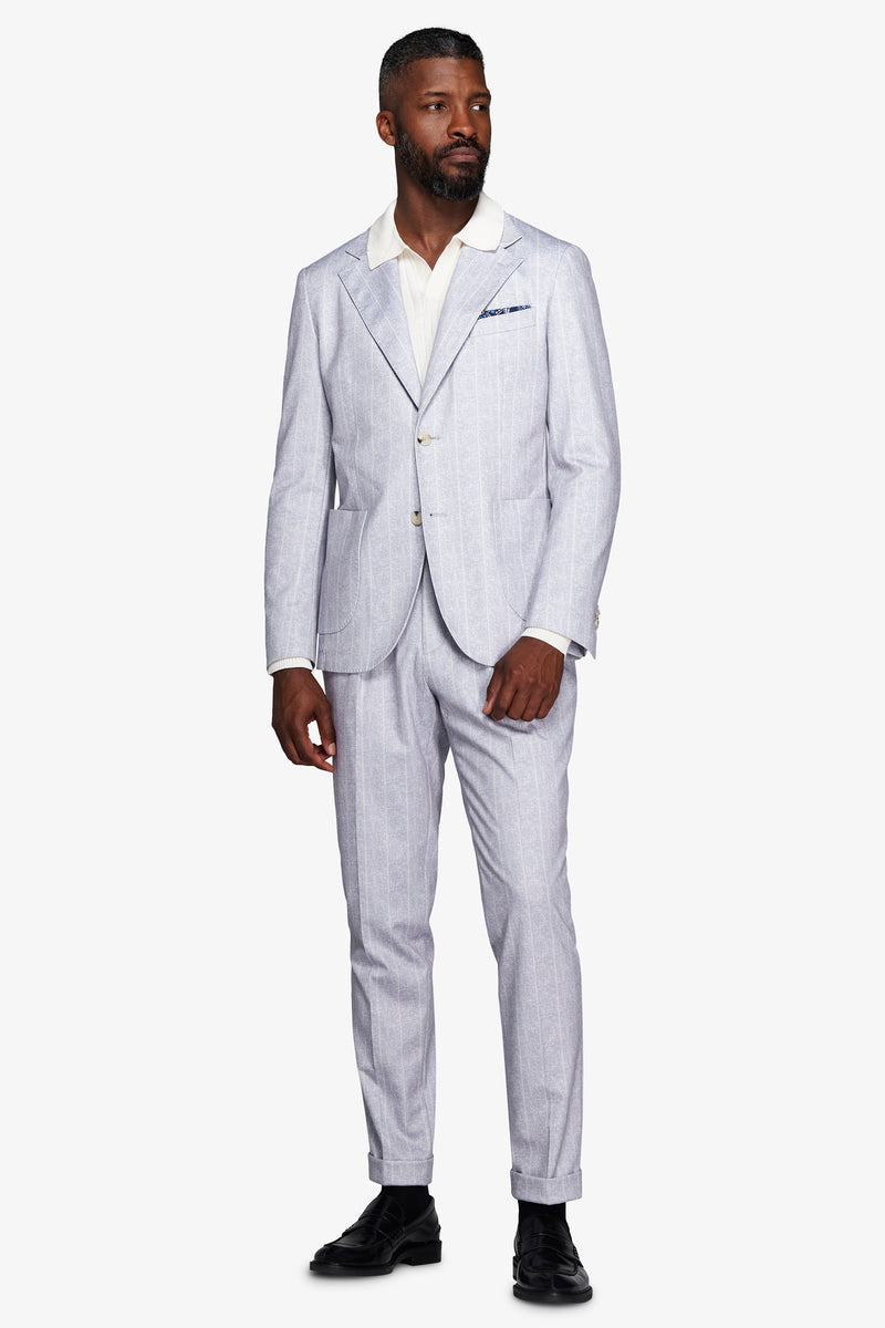 Giacca gessata celeste