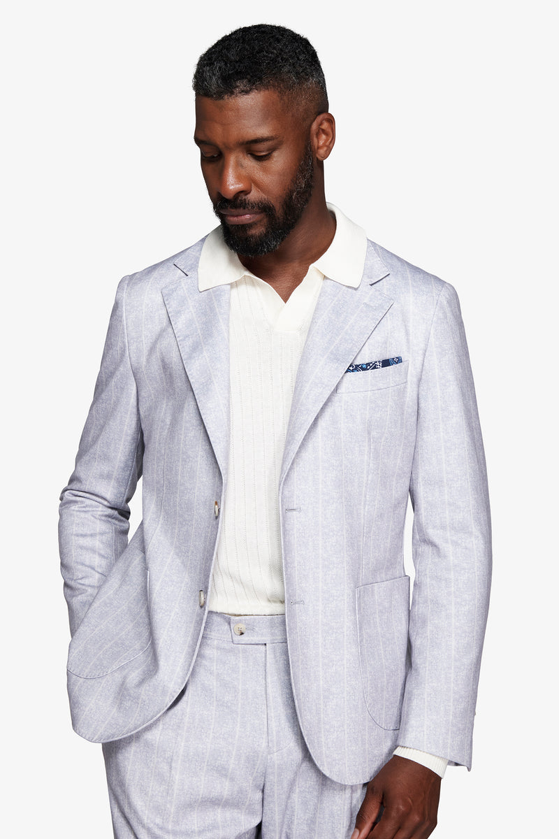 Giacca gessata celeste