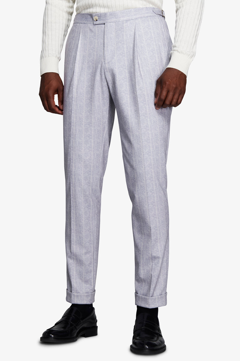 Pantaloni gessati celesti