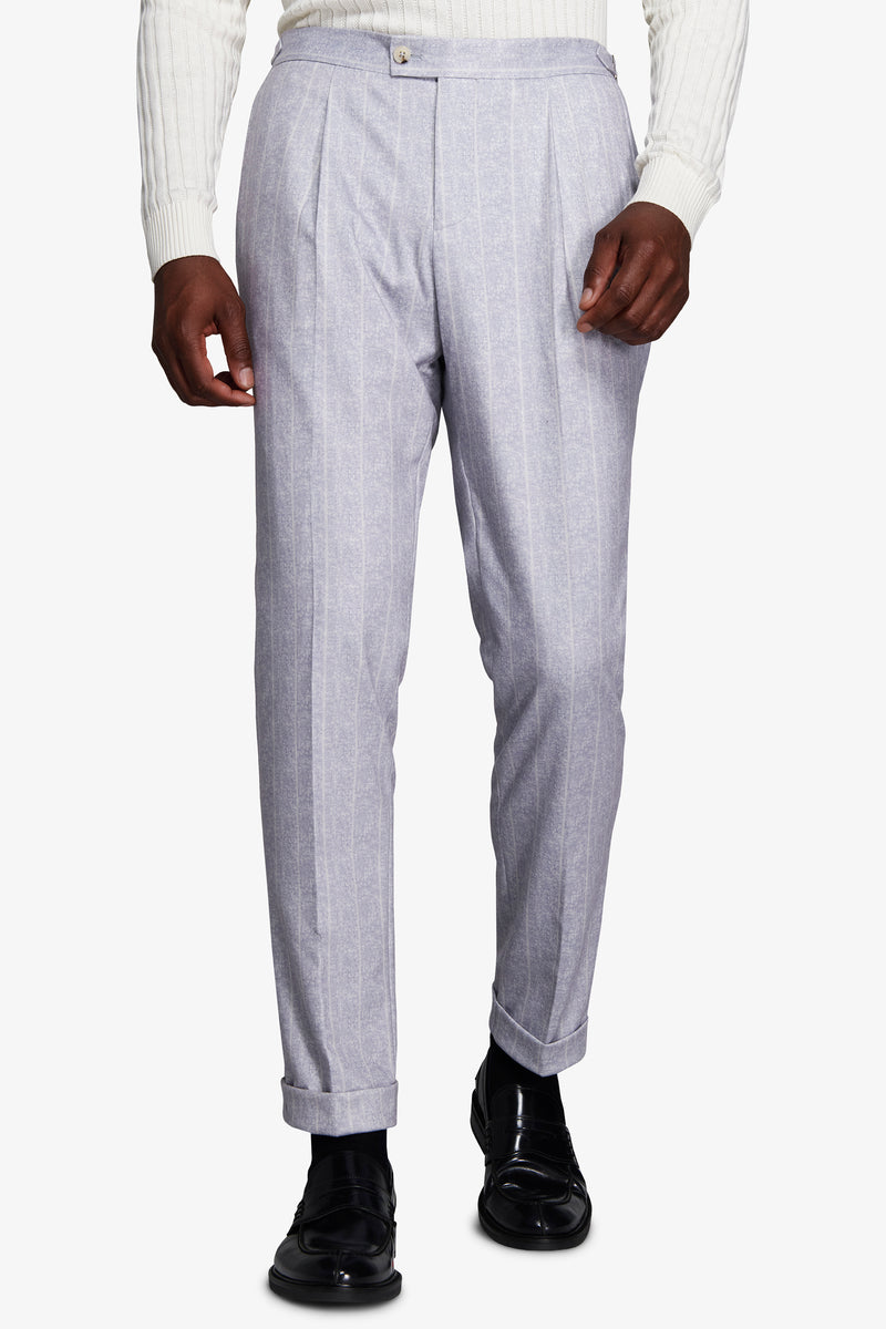 Pantaloni gessati celesti