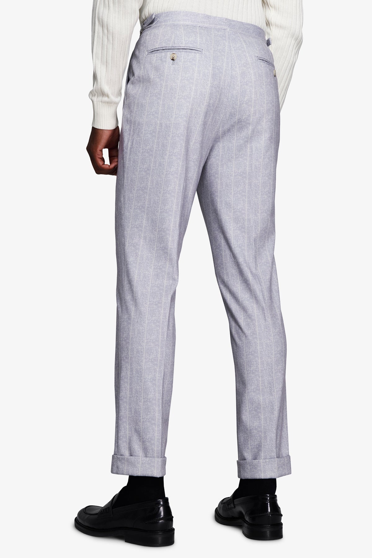 Pantaloni gessati celesti