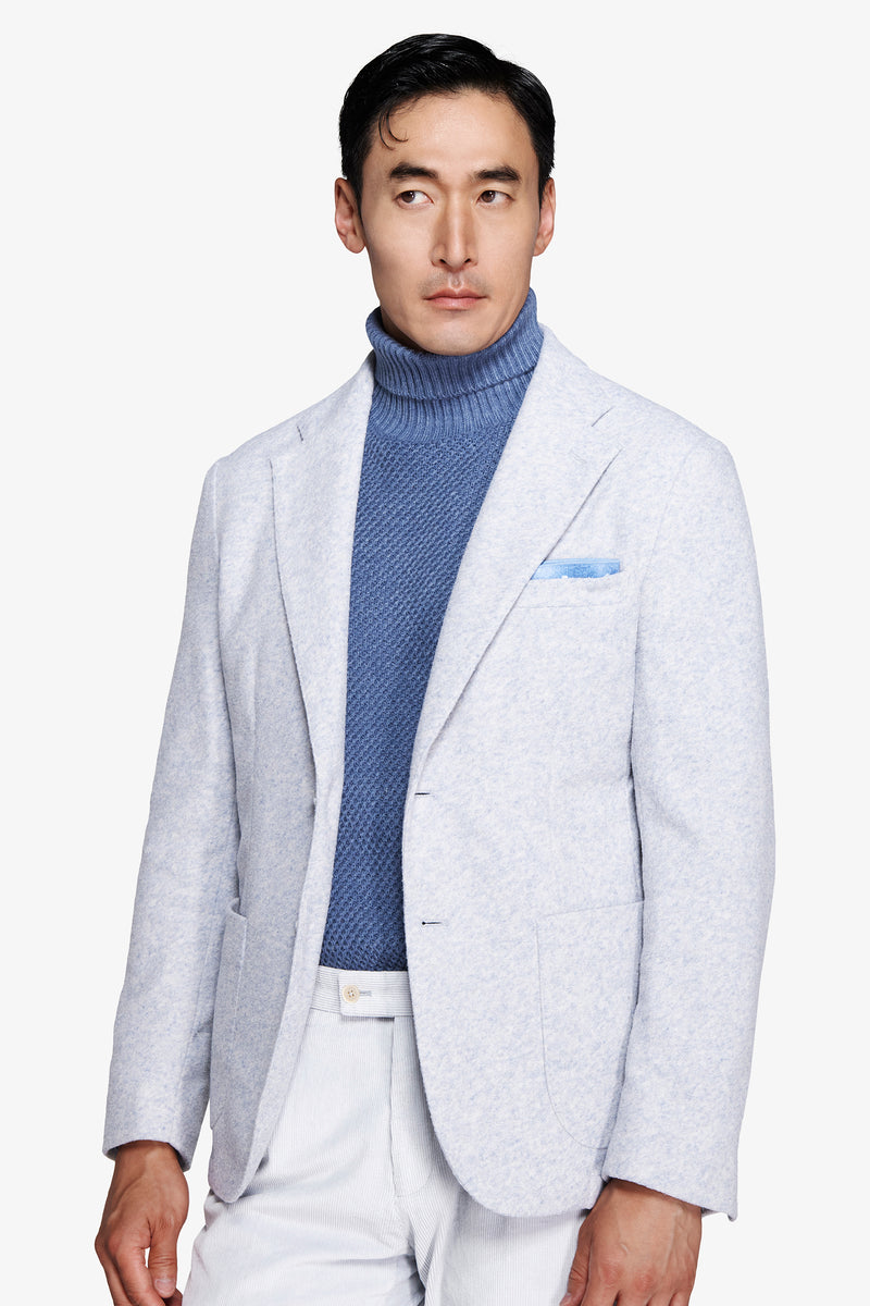 Giacca jersey melange celeste