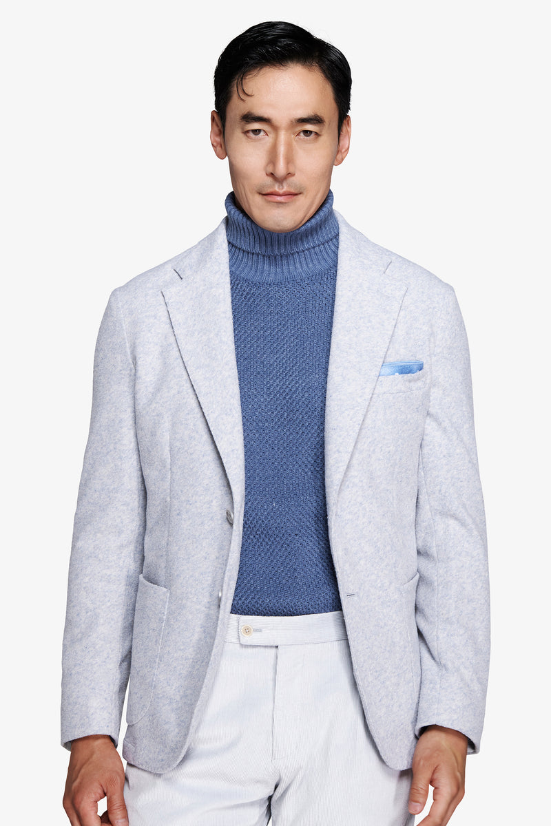 Giacca jersey melange celeste