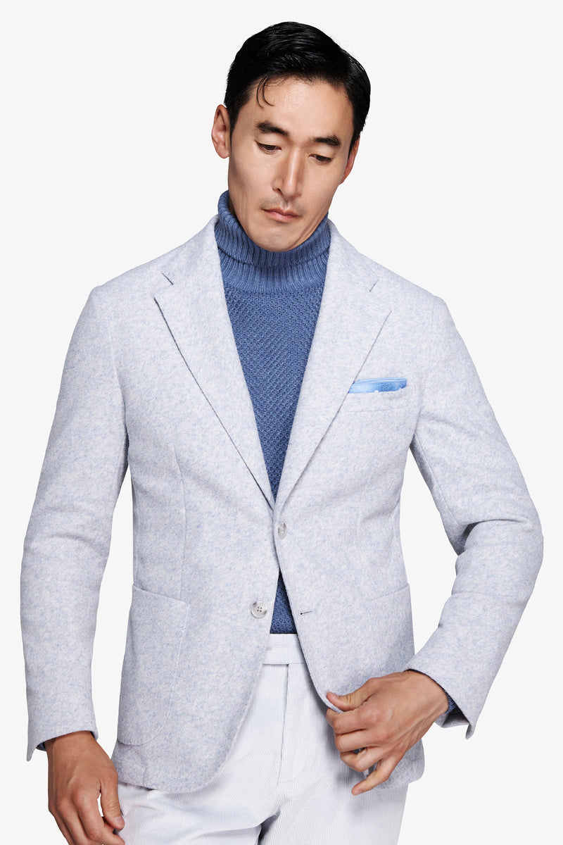 Giacca jersey melange celeste