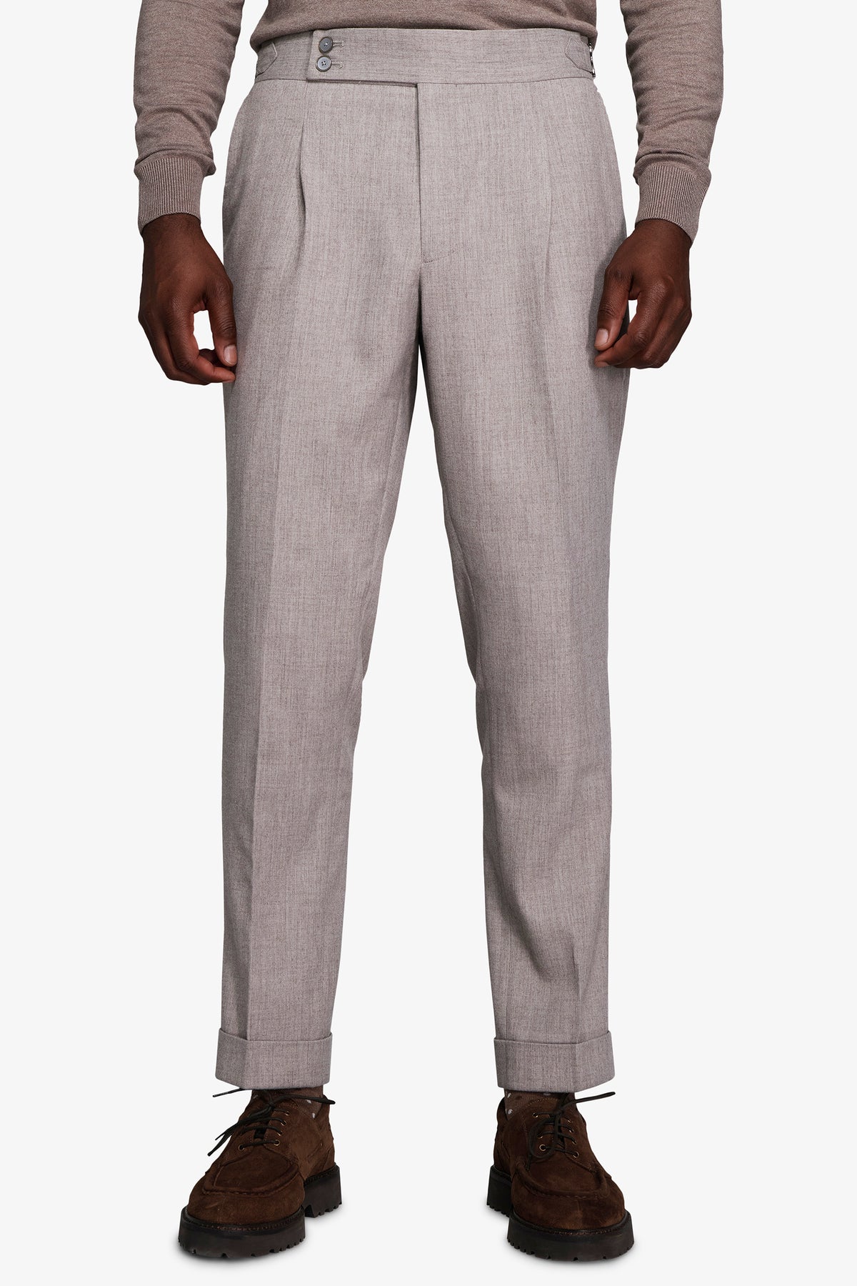 Pantaloni effetto flanella tortora