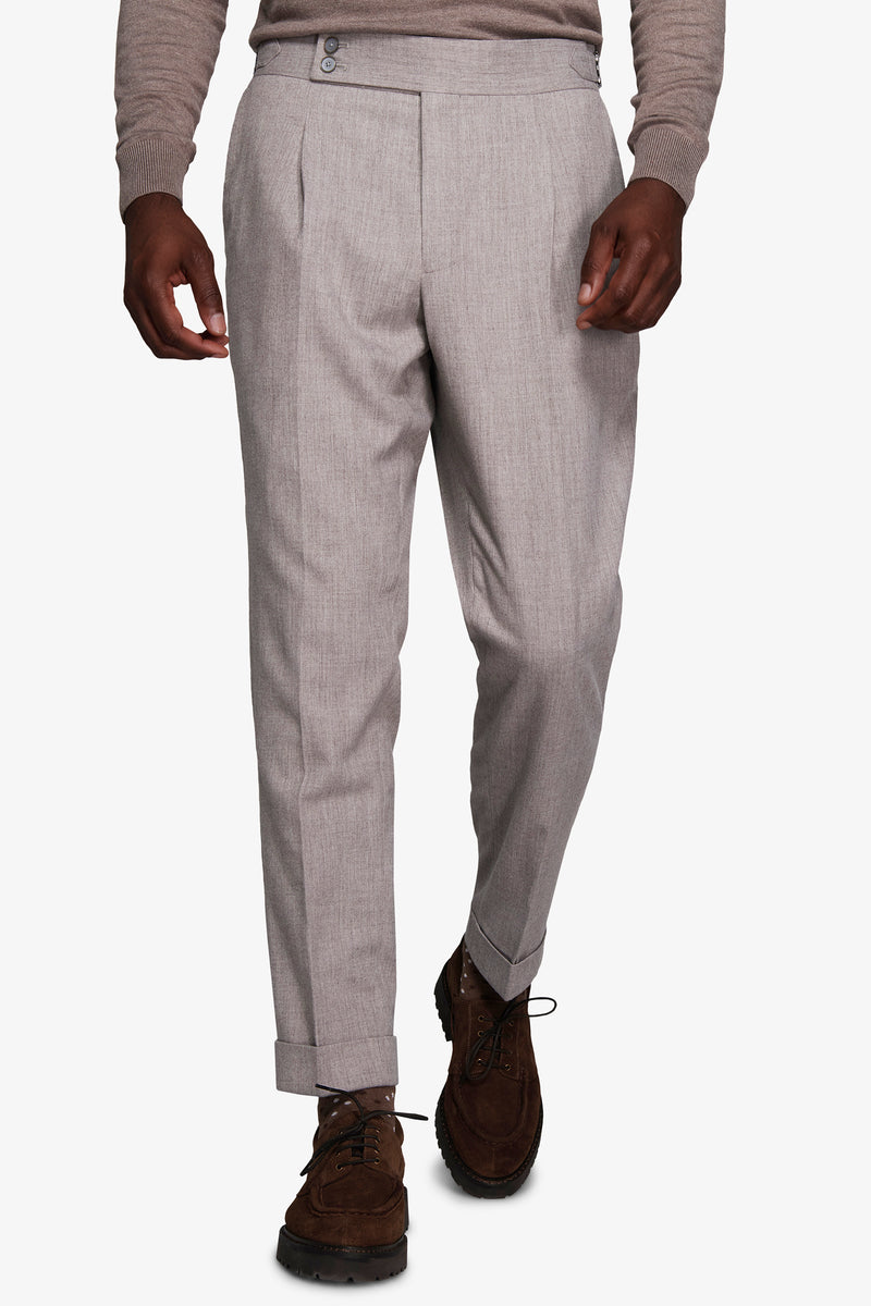 Pantaloni effetto flanella tortora