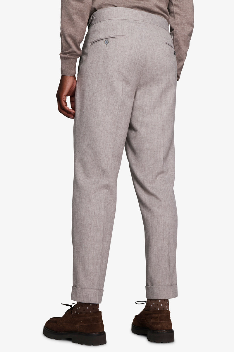 Pantaloni effetto flanella tortora