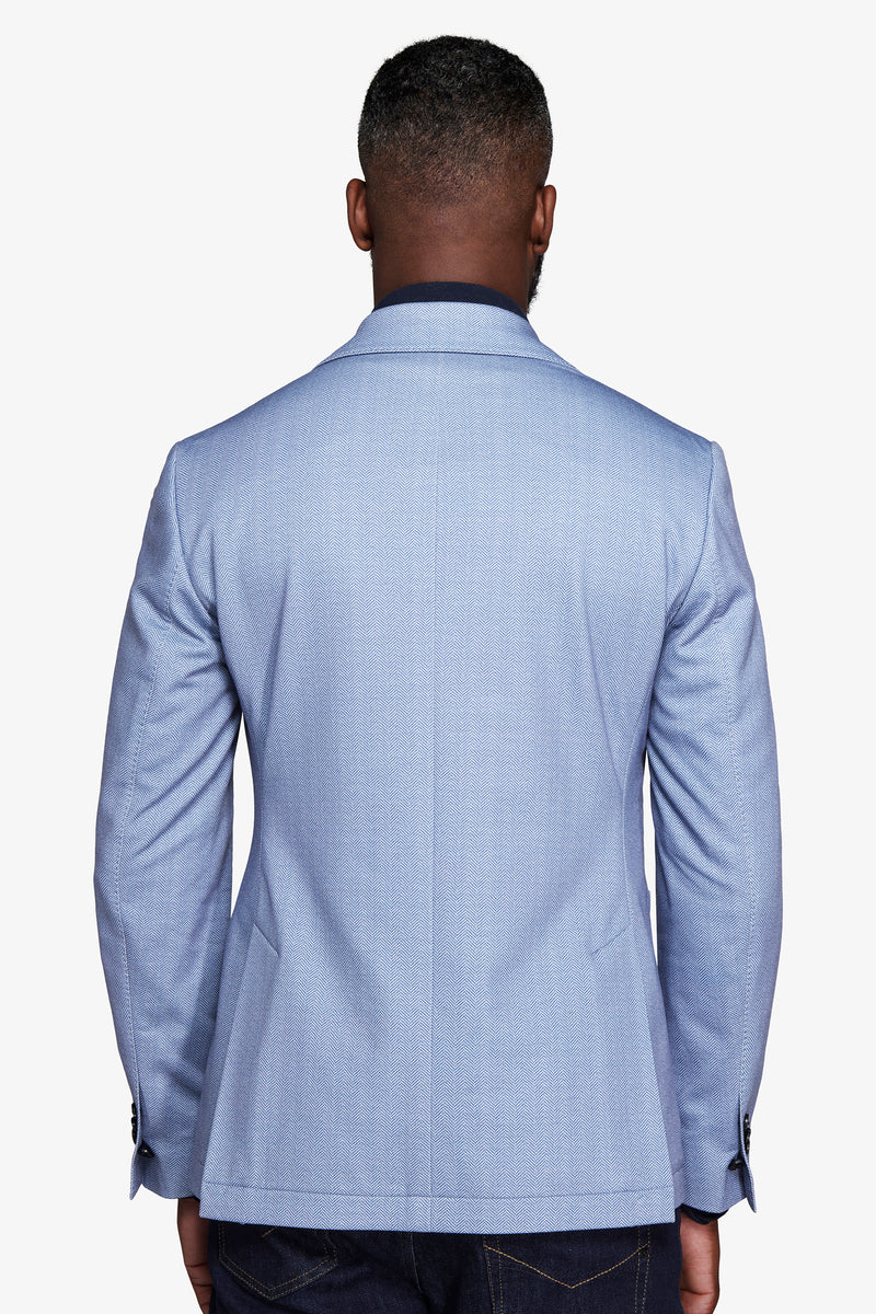 Giacca jersey Herringbone celeste