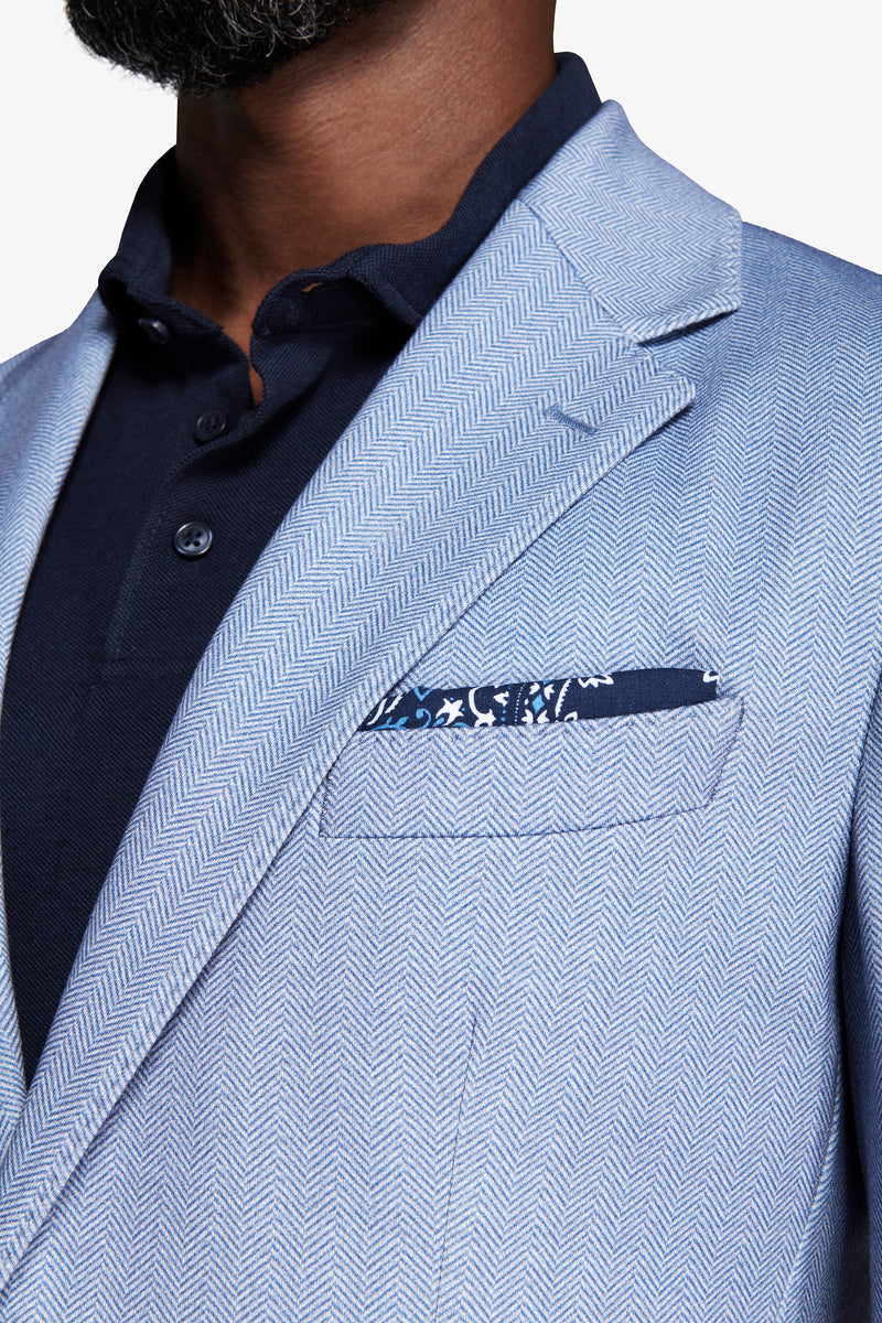 Giacca jersey Herringbone celeste