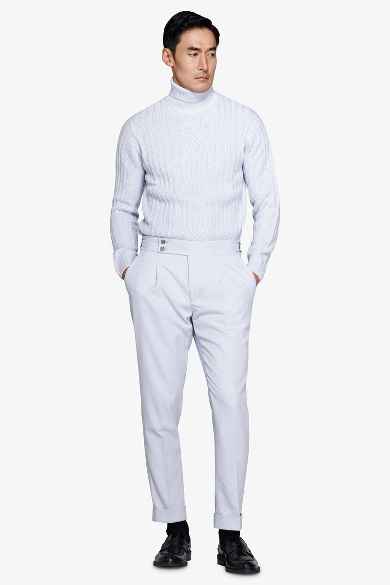 Pantaloni effetto flanella celeste