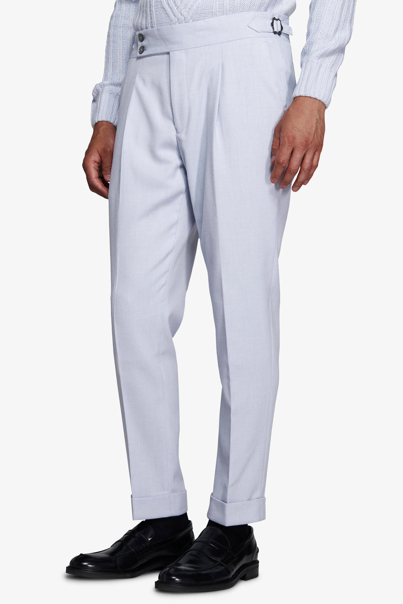 Pantaloni effetto flanella celeste