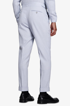 Pantalón efecto franela celeste