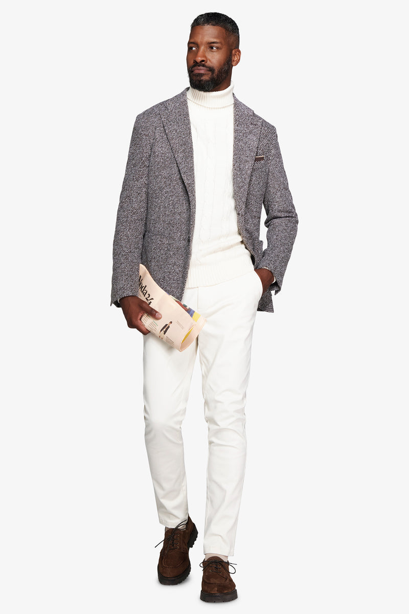 Giacca jersey diagonale tortora