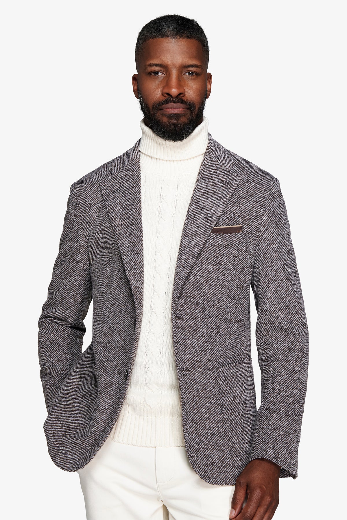 Giacca jersey diagonale tortora