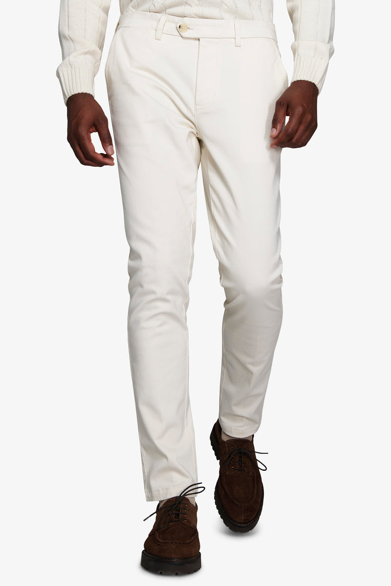 Pantaloni chino gabardina off white