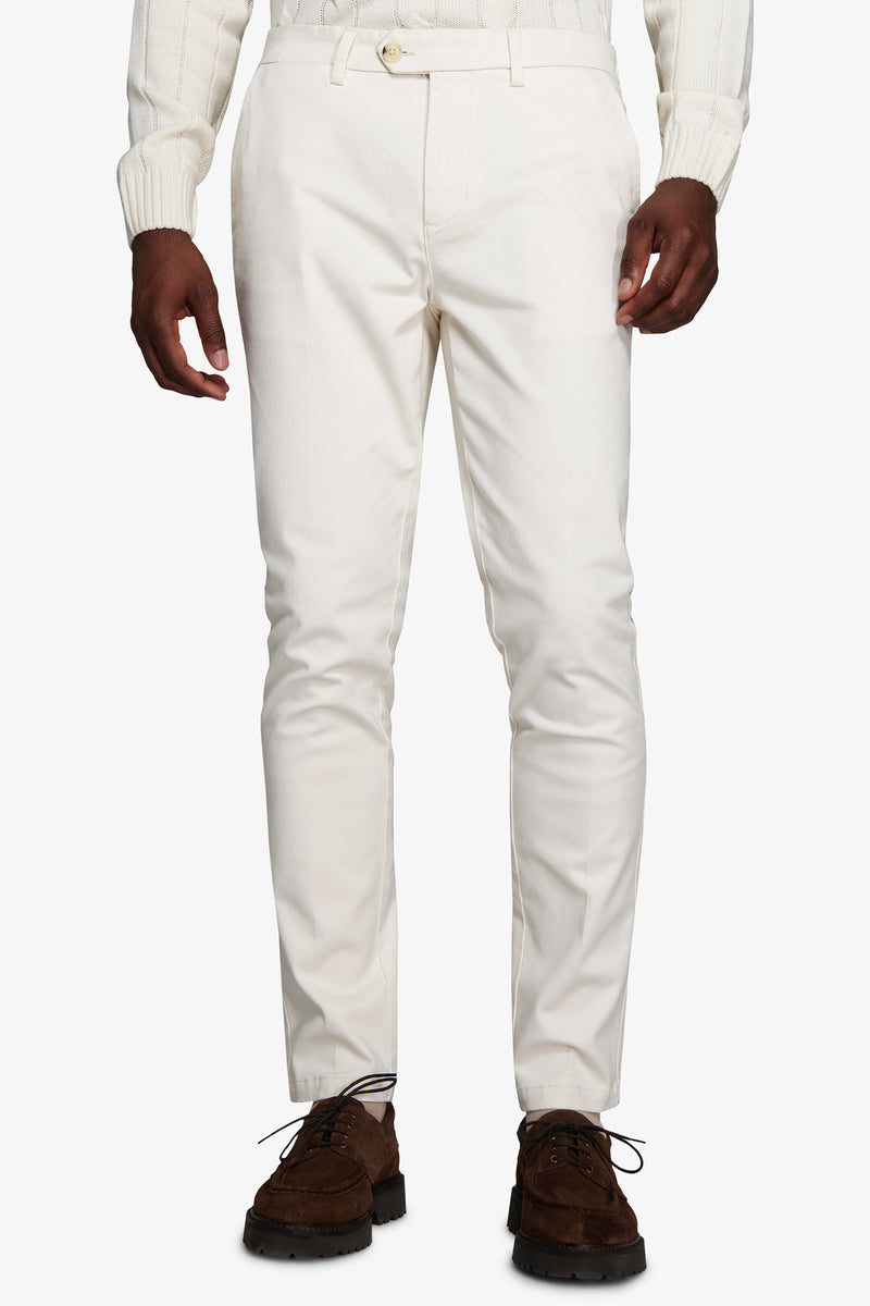 Pantaloni chino gabardina off white